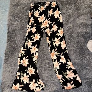 Multi Colored Flower Print Flare Pants